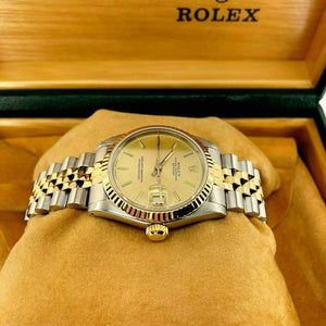 Rolex 31MM Datejust Watch 18K Yellow Gold Steel Ref 68273 Quick Set Sapphire