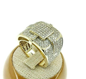 Iced Out 3.05 Carat t.w. Men's Diamond Pave Set Ring 14K Gold 0.80 Inch Width