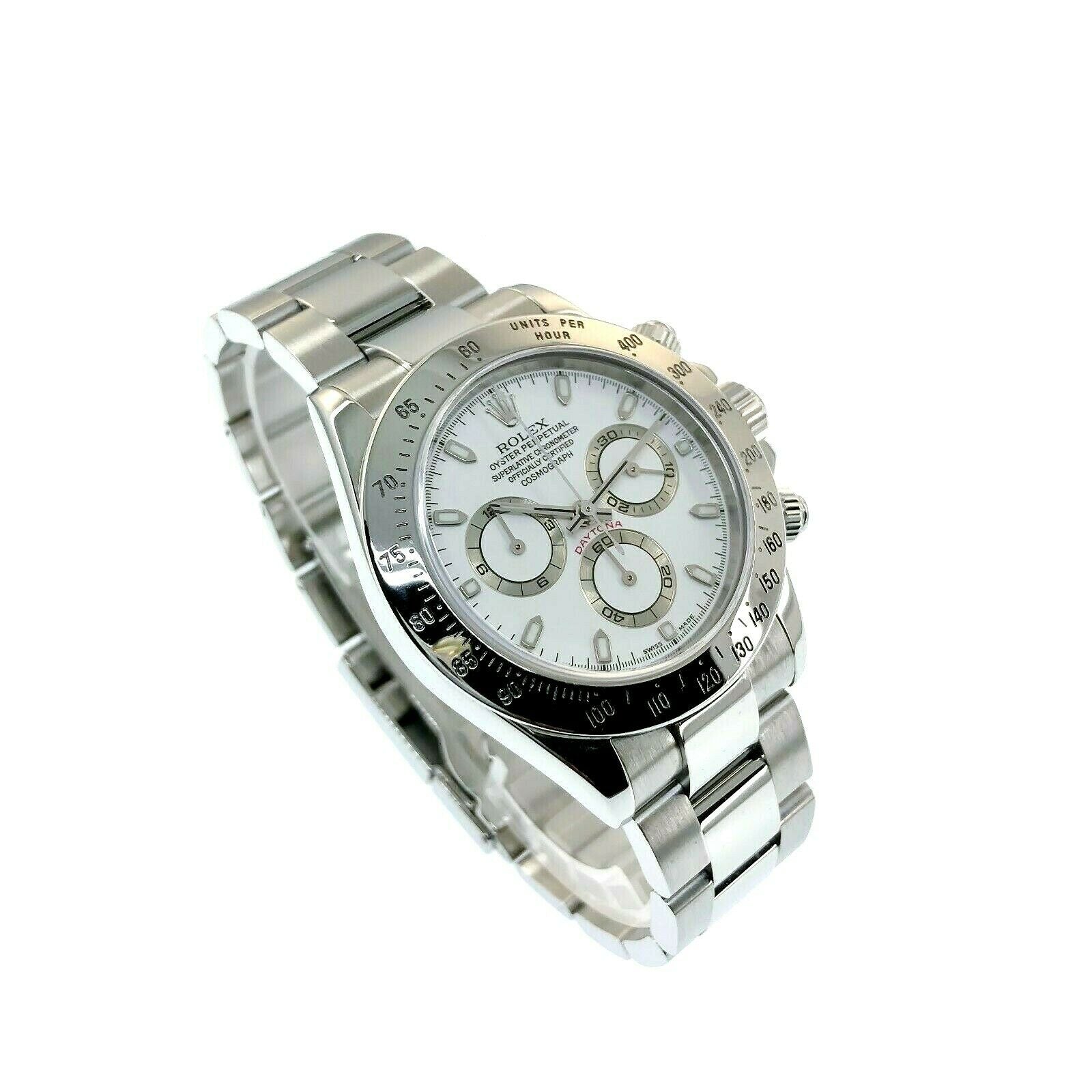 Rolex Cosmograph Daytona 40mm Stainless Steel White Dial 116520 Box & Papers