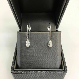 1.00cts Pear Brilliant Cut Diamond Leverback Earrings IGI Lab Graded I-J SI 14K