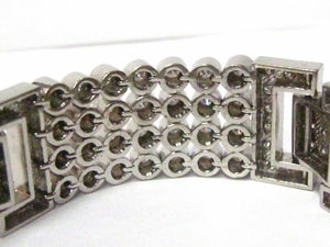 Fine 9.75 TCW 4 Rows Round Brilliant Mens Diamond Bracelet G-SI-1 14k White Gold