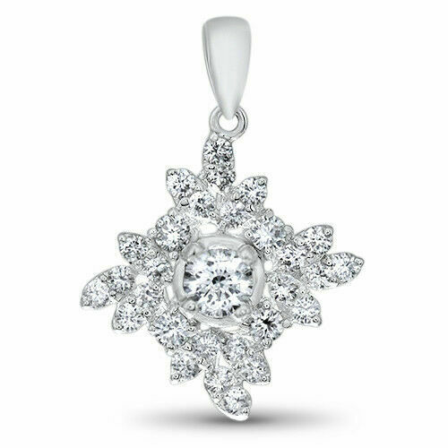 1.54 Carats Snowflake Diamond Pendant 18K White Gold 1.20 x 0.80 Inch