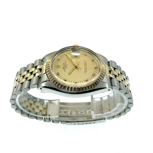 Vintage Rolex 34MM Two Tone Date 14K Yellow Gold Steel Watch Ref # 1505 1950's