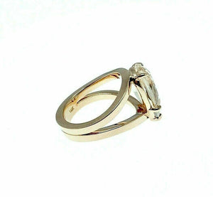 2.90 Carats Custom Made Pear Shape Morganite Split Solitaire Ring 14k Rose Gold