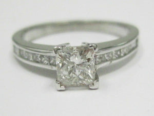1.23 TCW Princess Cut Diamond Engagement Ring Size 7 H SI-2 14k White Gold