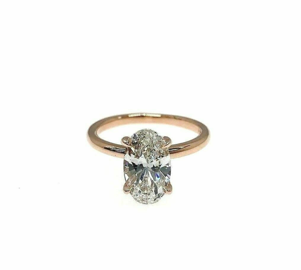 1.61 Carats AGS Certified G SI2 Oval Diamond Solitaire 14k Rose Gold Ring
