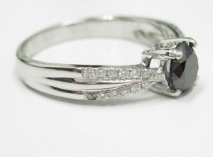.98 TCW Handmade Round Black Diamond Solitaire Engagement Ring Size 7 18kt