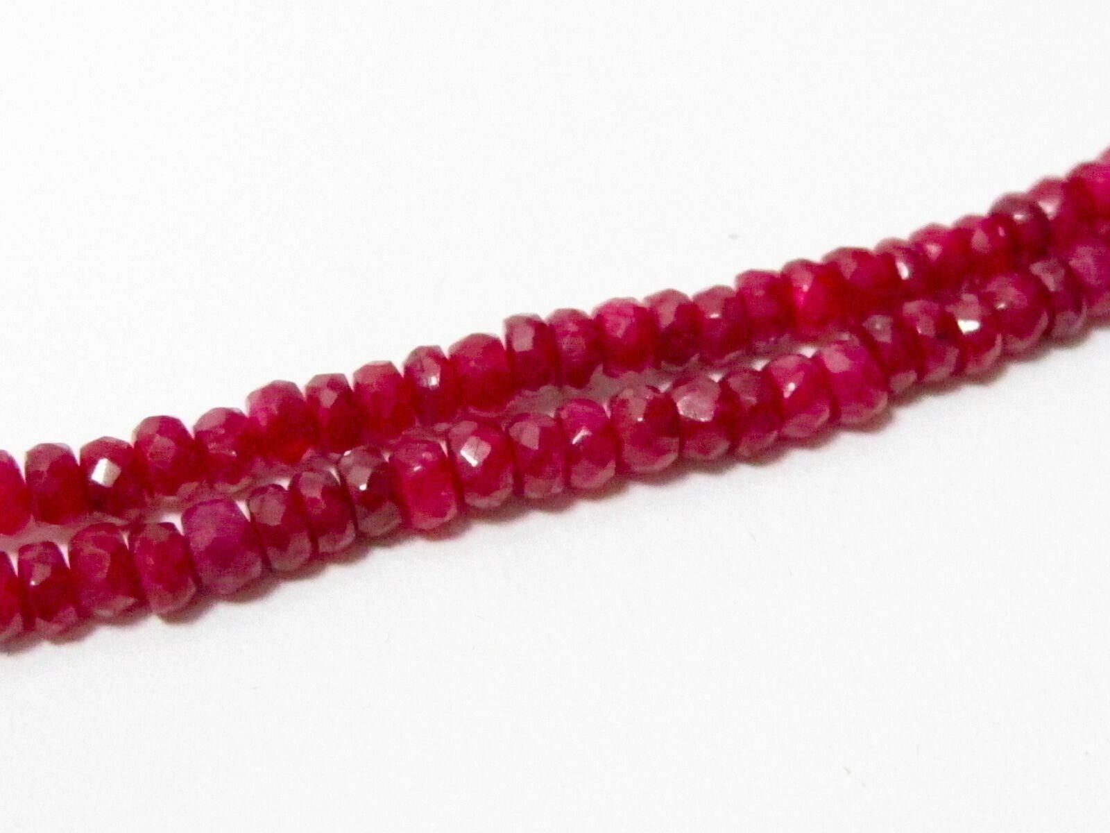 Fine 65 Carat Red Ruby String/Strand Beads Necklace 17 Inches 14kt White Gold