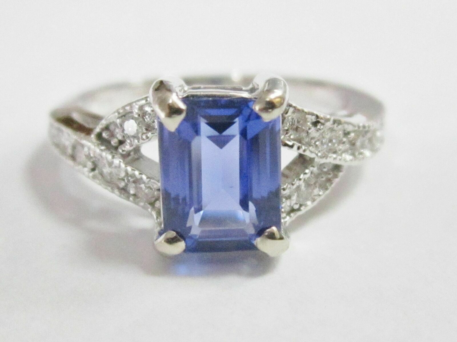 1.91 TCW Natural Radiant Tanzanite & Diamond Accents Solitaire Ring Size 6.5 14k