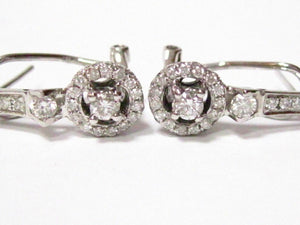 1.28 TCW Round Brilliant Cut Diamonds Huggie Earrings G-H SI-1 14k White Gold