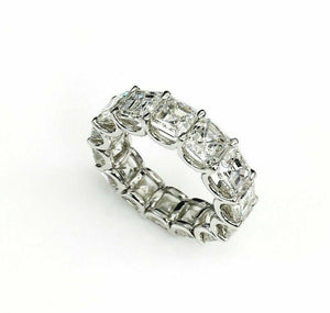 10.19cts Asscher Cut Diamond Eternity Band Ring Size 5.5 Plat 900 U Shape G-H VS