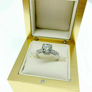 Original Antique 2.22 Carats Old Mine Cushion Center Engagement Ring Platinum