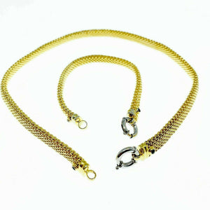Solid 14K Yellow Gold Basketweave Sapphire Necklace and Bracelet Set 42.1 Grams