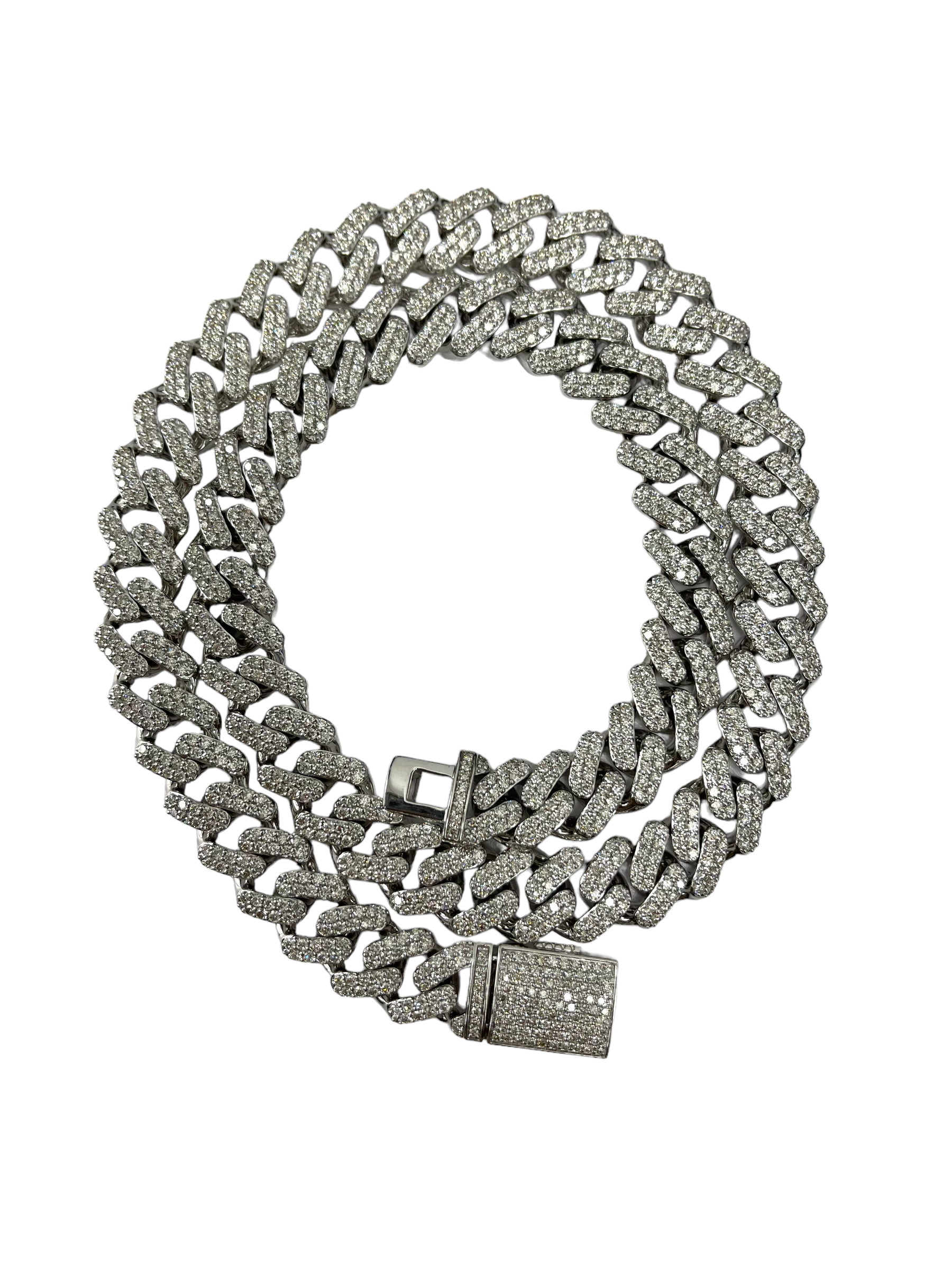 11mm Enamel cuban link necklace chain White/Silver
