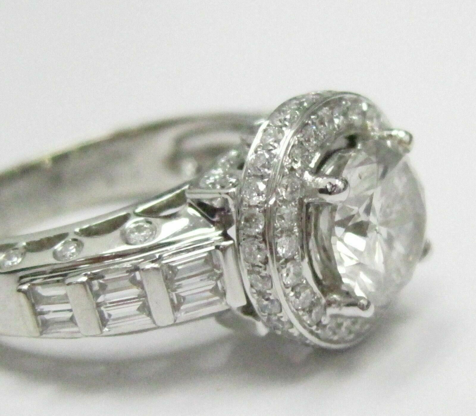 2.92 TCW EGL Round Halo Diamonds Solitaire Engagement Ring E-F SI2 18k WG
