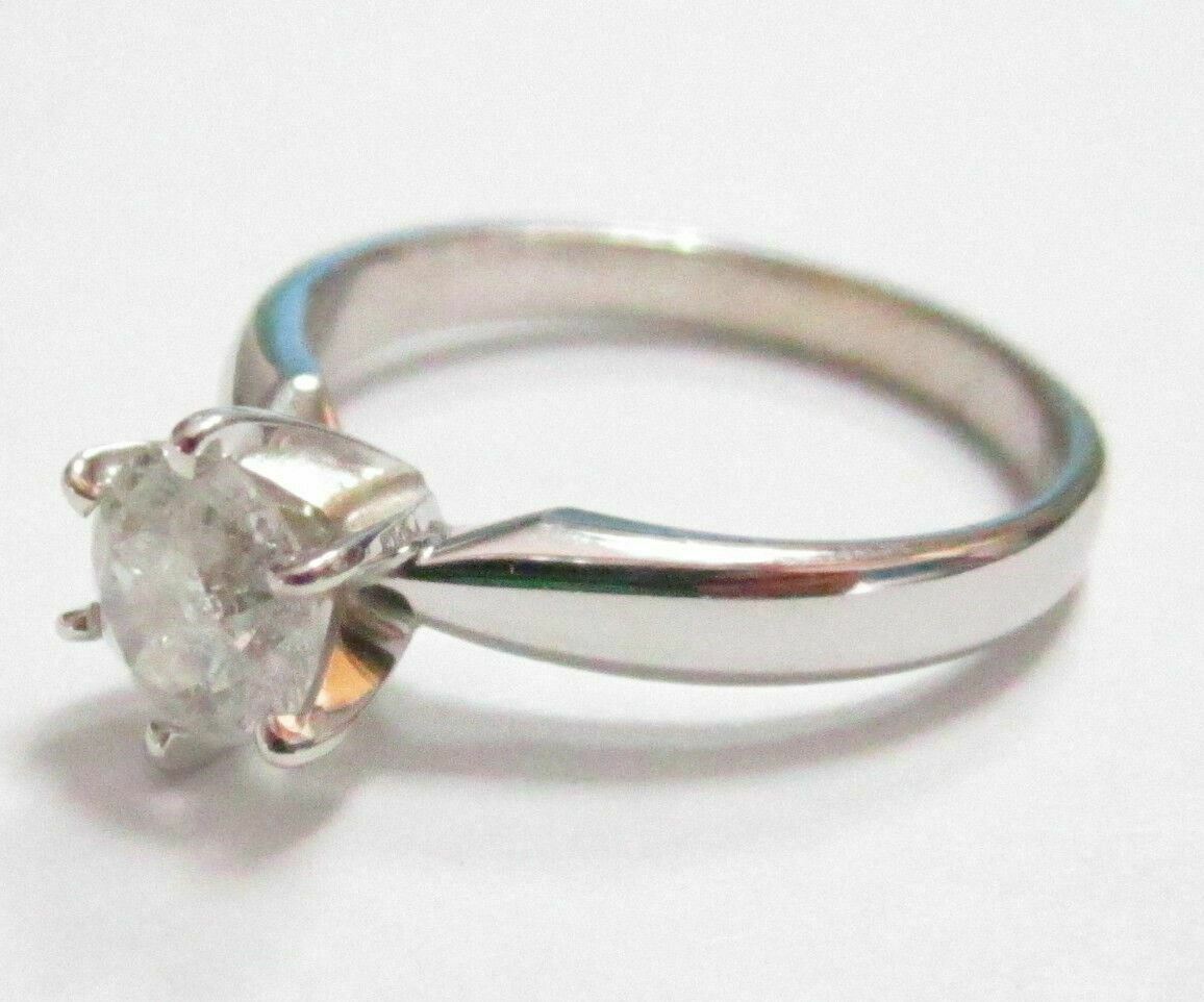 .77 TCW Round Cut Diamond Solitaire Engagement Ring Size 5.5 G I2 14k White Gold