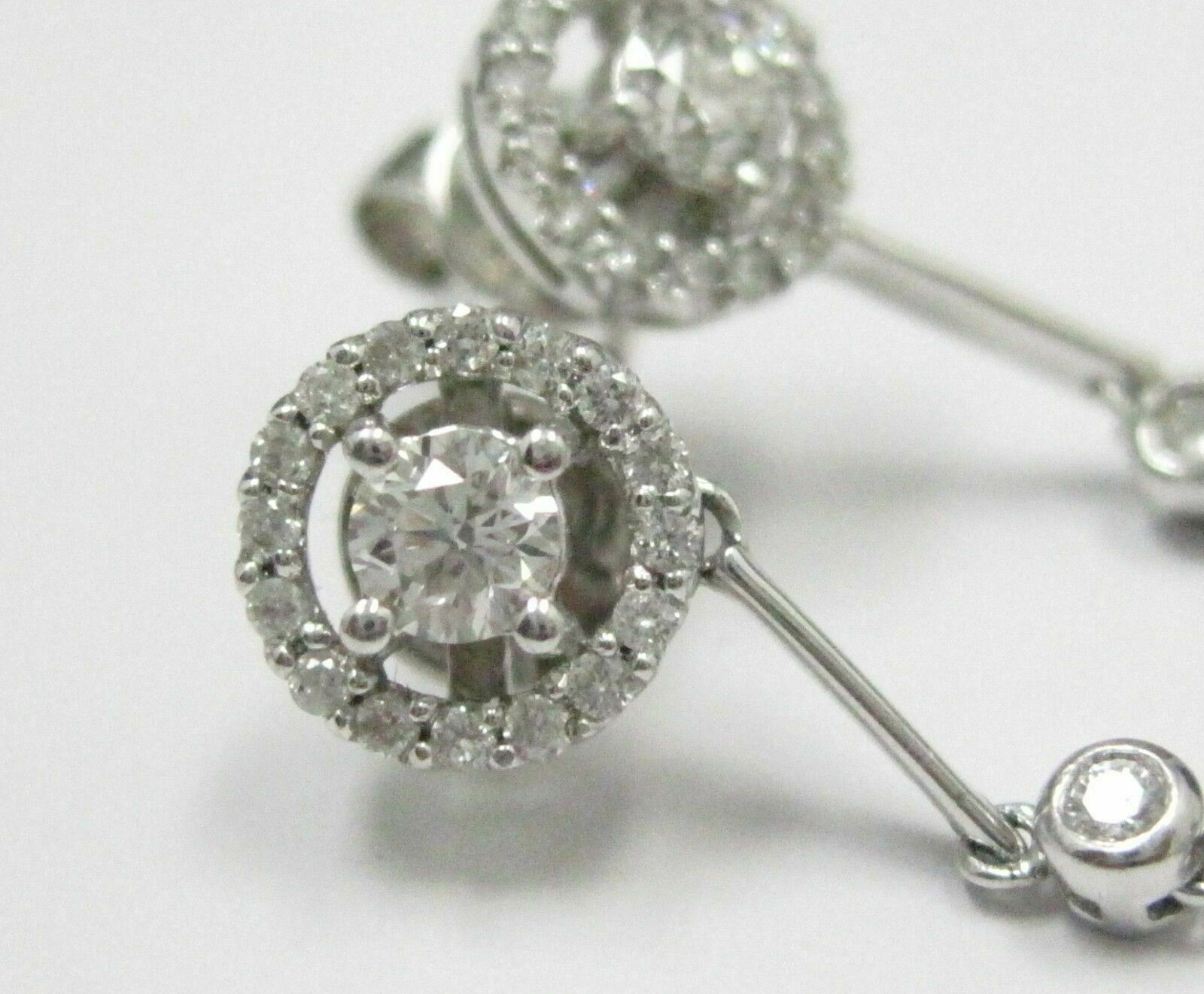 1.81 TCW Round Brilliants Diamonds Drop Dangling Earrings G-H SI- 18k White Gold
