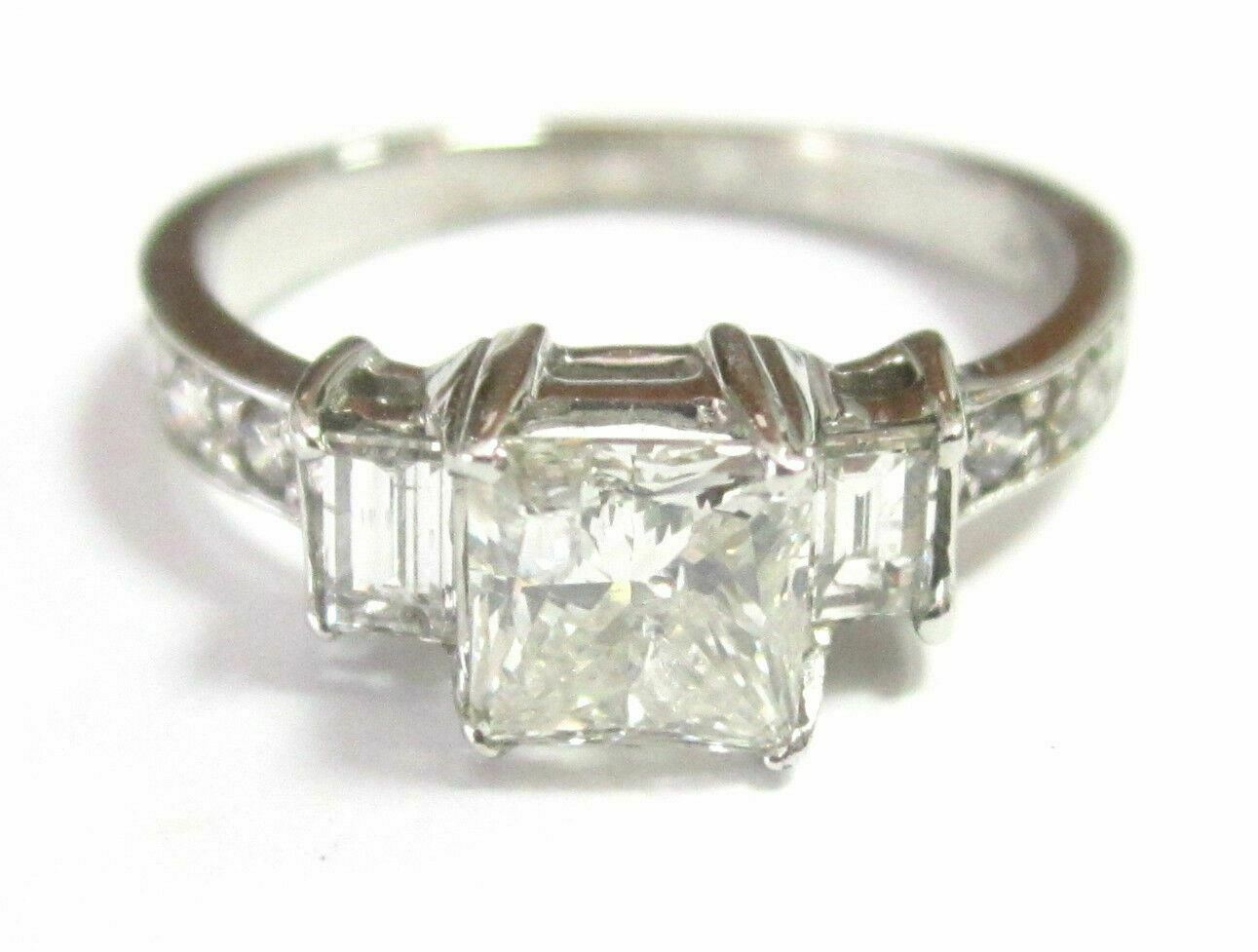 EGL Certified Center 1.01 Ct Princess Cut Diamond Wedding Ring 18k White Gold