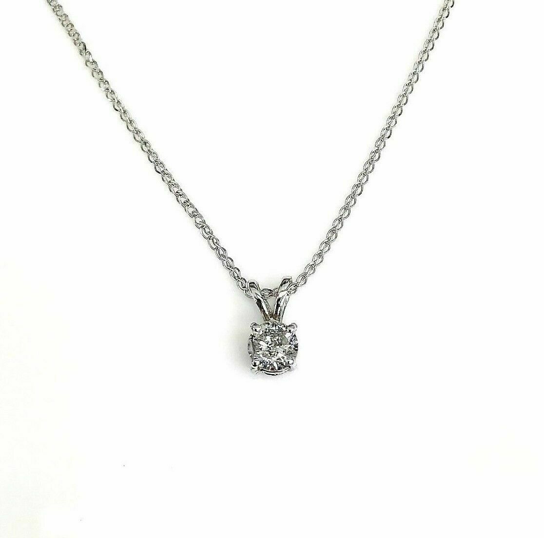 0.55 Carat Round Diamond Solitaire Pendant with 14K White Gold Chain