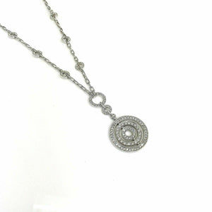 3.70 Carats t.w. Custom Made Diamond Round Halo Necklace 14K Gold Brand New