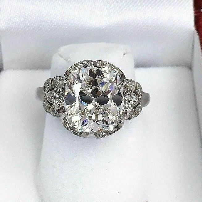 5.52 Carats t.w. Antique Wedding Diamond Ring 5.00 Carats H VVS1 GIA Certificate