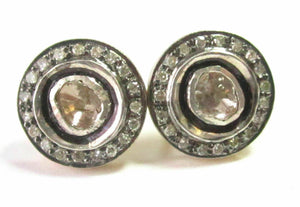 1.25 TCW Fine Natural Rose Cut Diamond Stud Earrings H-I SI1 14k Gold and Silver