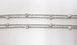 Fine 3 Ruby Pendant Diamond Necklace Double String Diamond by the Yard 14kt WG