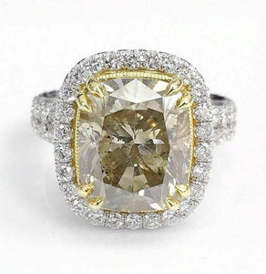 6.97 TCW Natural Radiant Cut Fancy Yellow Diamond Ring Size 6.5 18k Gold