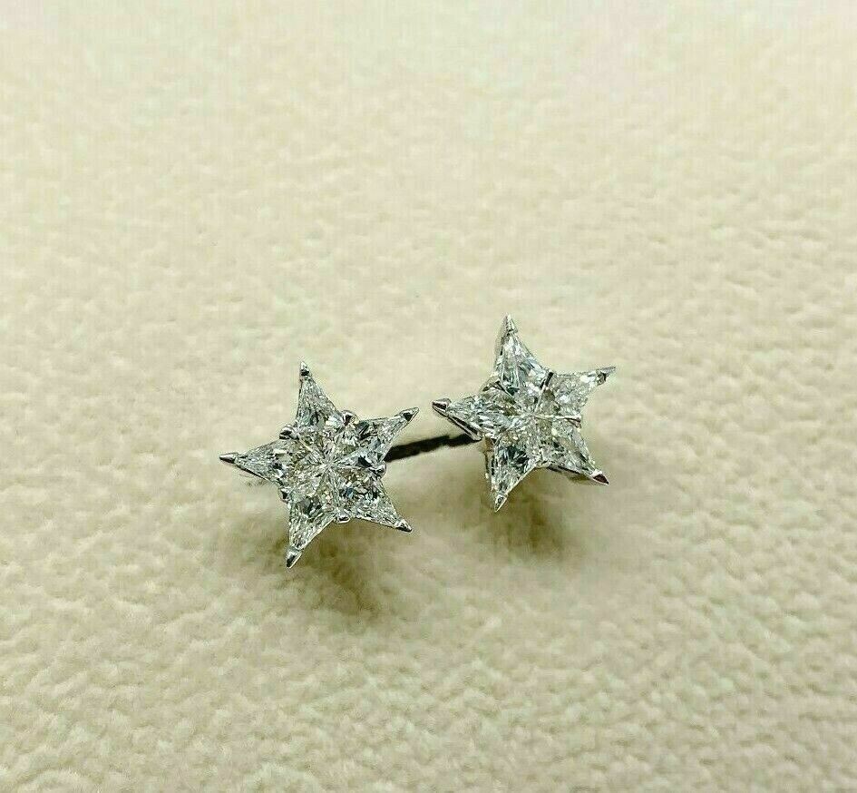 0.81 Carats t.w. Star Diamond Stud Earrings Made with Special Cut Kite Diamonds