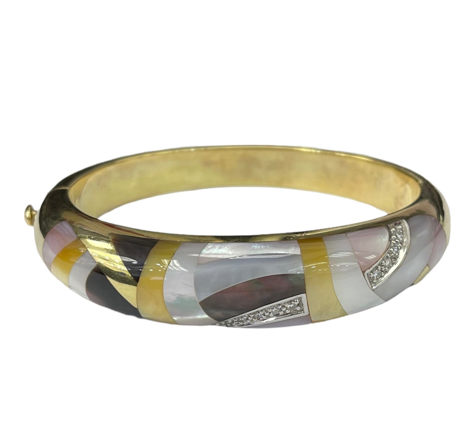 Asch Grossbardt 14K Yellow Gold Multi-Gemstone Diamond Bangle Bracelet