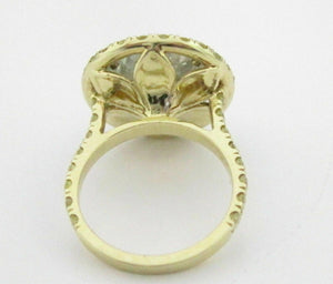 12.52Ct Round Cut Diamond Solitaire Halo Engagement Ring I-J I2 18k Yellow Gold