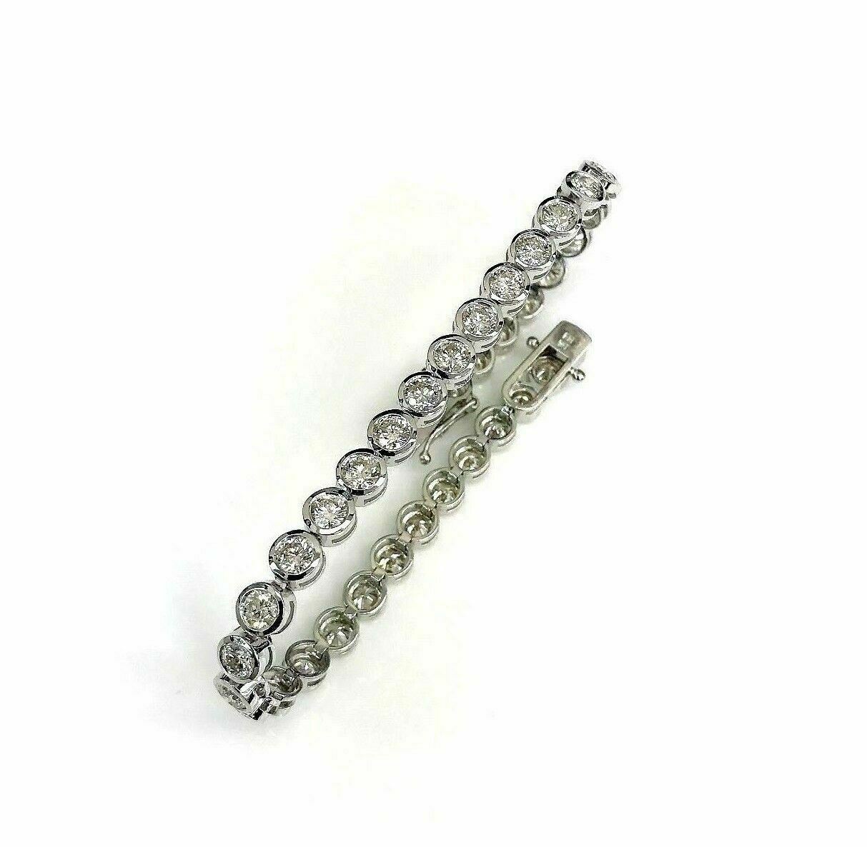 6.95 Carats t.w. Hand Bezel Set Diamond Tennis Bracelet 18K Gold .20 Pointers