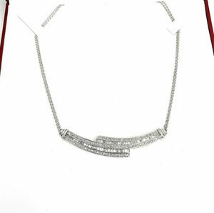 2.23 Carats Custom Made Rd and Baguette Diamond Necklace w Attatched Chain 14K