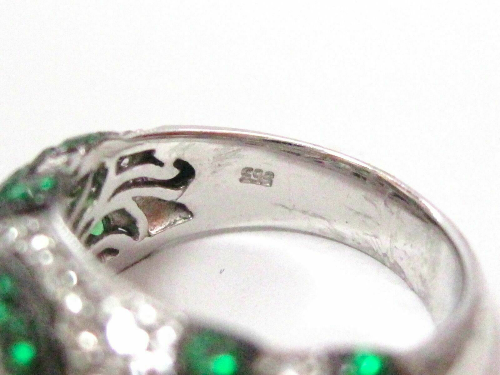 2.31 TCW Round Green Tsavorite Garnet & White Diamond Accents Ring Size 7 14k