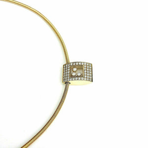 Chopard Happy Sport 18K Gold F VVS Diamond Pendant w Chopard 18K Gold Necklace