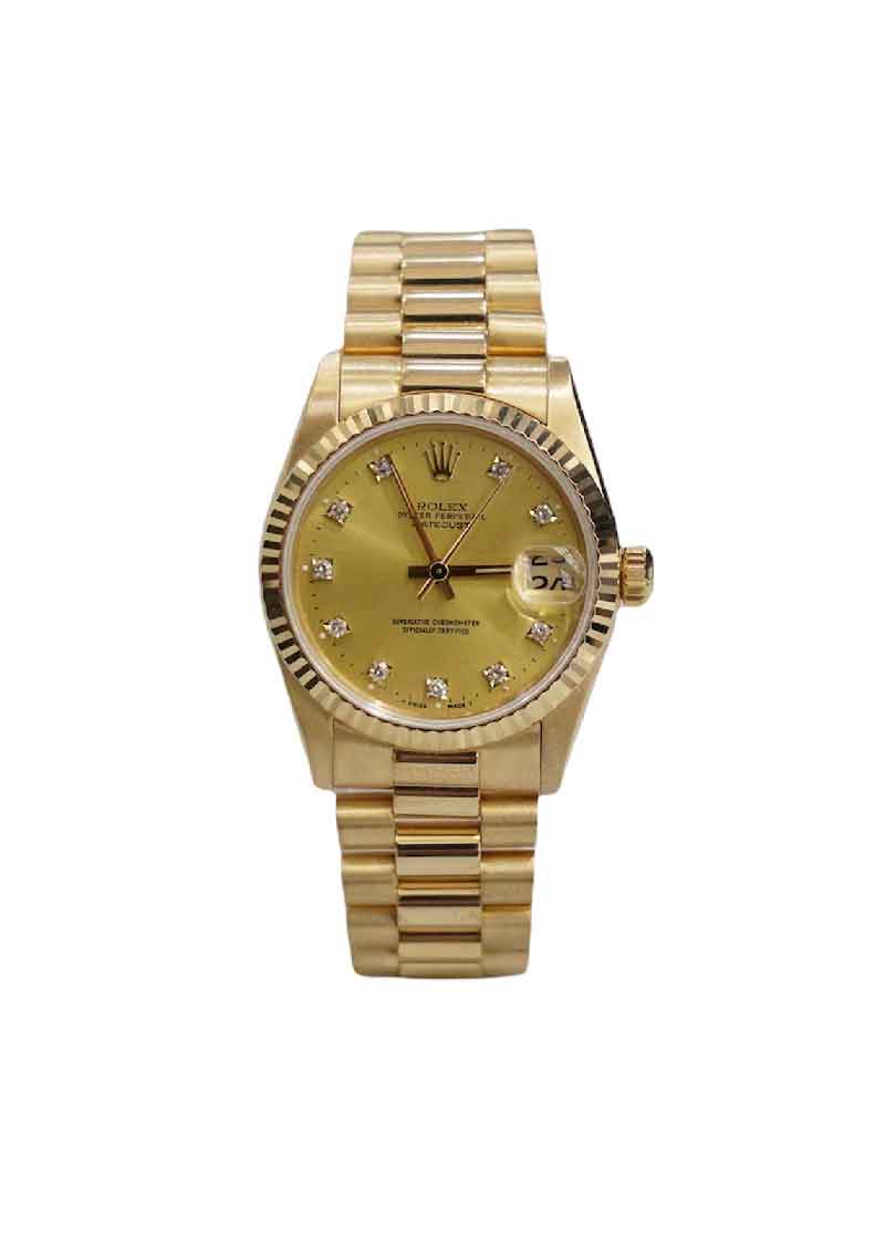 Ladies Day Date Watch Midsize 31mm Factory Diamond Dial 68278