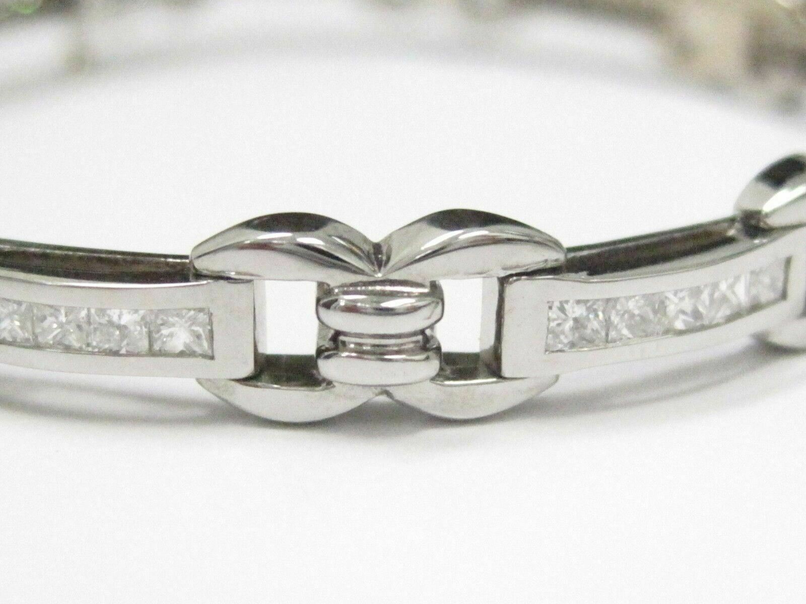 2.11 TCW Princess Cut Single Row Diamond Bracelet 7 Inches 14kt White Gold