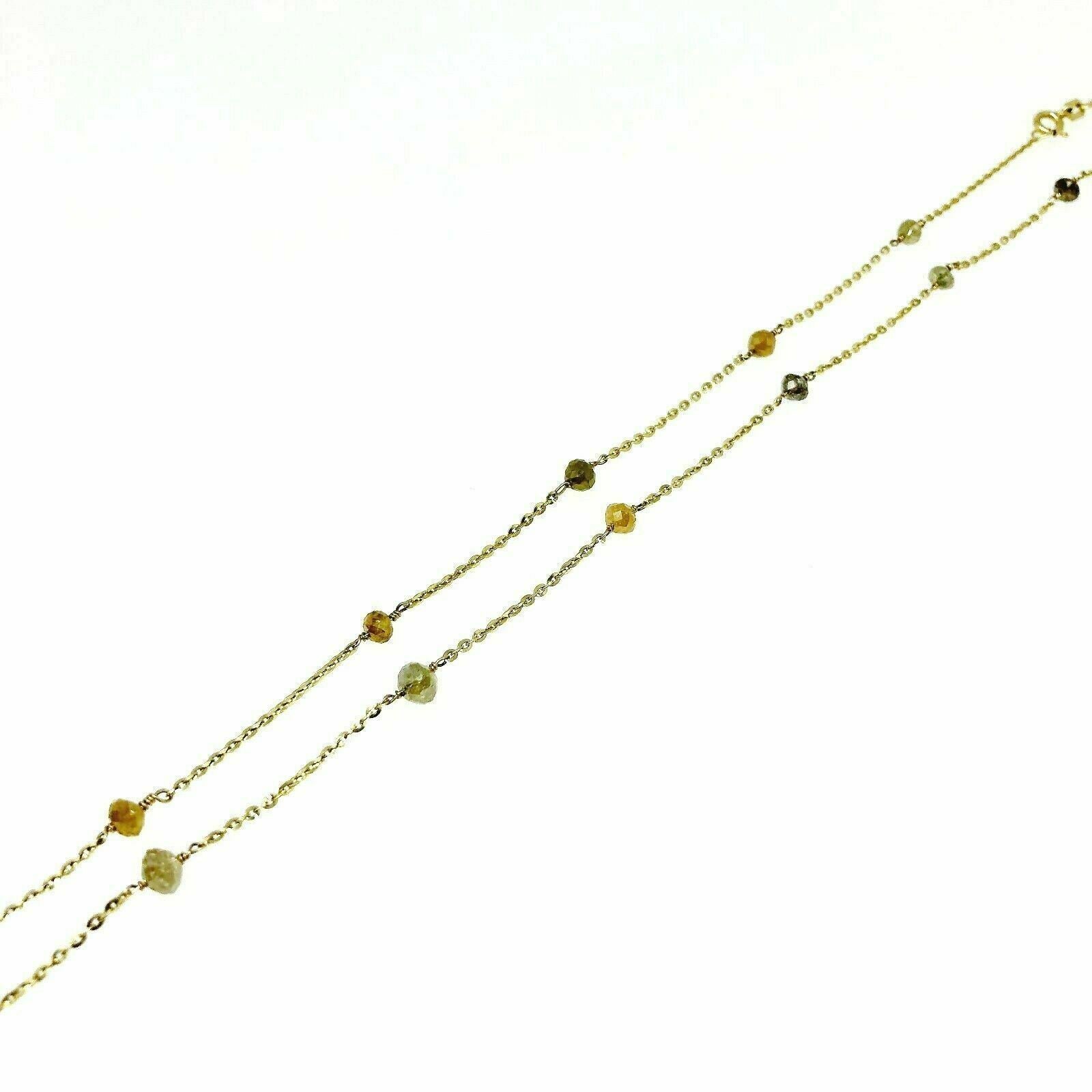 Hand Made 8.70 Carats Natural Rough Diamond By The Yard Necklace 14k Yellow Gold