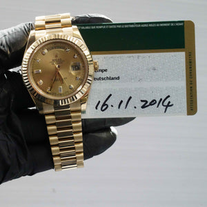 Rolex Day-Date II 41mm President 18K Yellow Gold Champagne Diamond Dial 218238