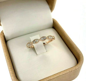 0.22 Carats t.w. Diamond Stack Ring/Wedding Band 14K Rose Gold Round Diamonds