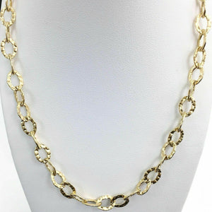 Solid 10 Karat Yellow Gold Hammered and Satin Finish Necklace 23 Inch Brand New