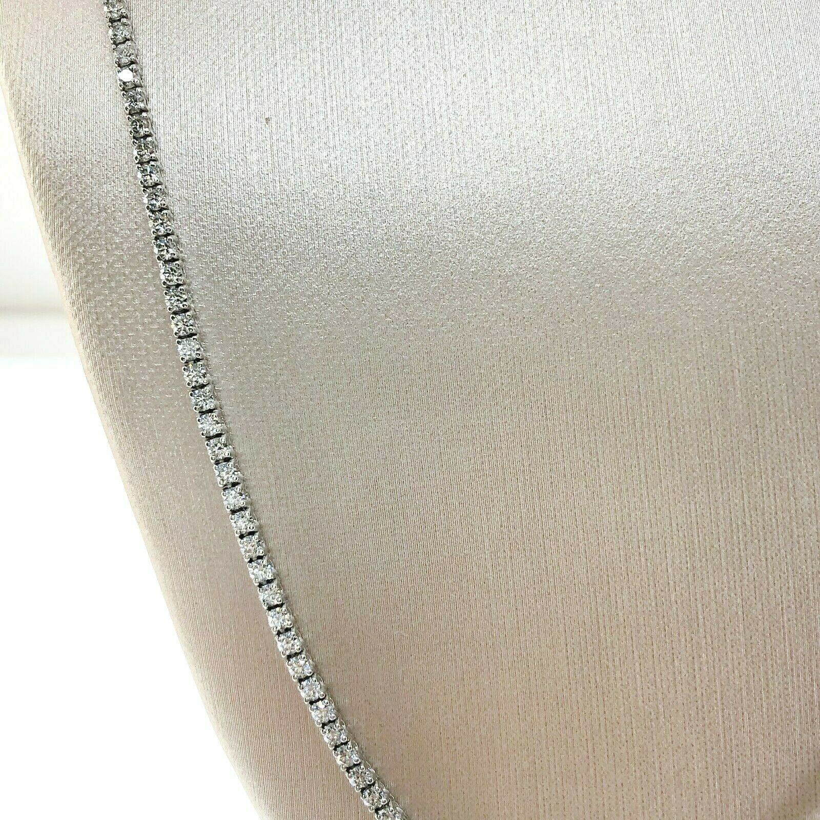 Custom Made 4.75 Carats Round Diamond Tennis Eternity Necklace 18K White Gold