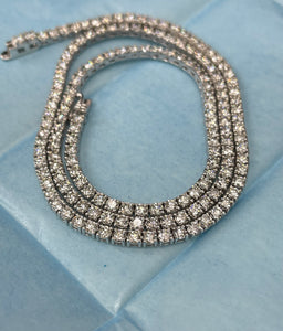 Tennis Diamond Necklace Chain Round Brilliants 12.64 Carats White Gold