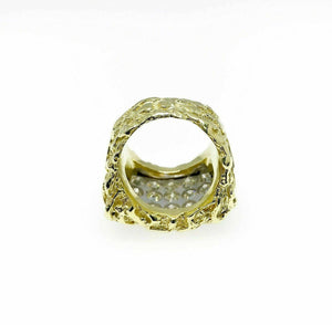 3.75 Carats t.w. Mens Diamond Nugget Ring 18K Two Tone Gold 37 Grams 0.75 x 1.10