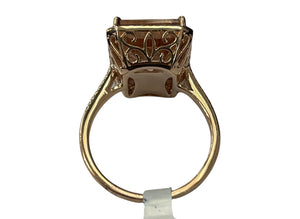 Morganite Gem Radiant Cut Diamond Ring Rose Gold 14kt