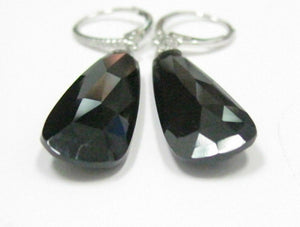 24.10 TCW Pear Faceted Black Opal Diamond Chandelier/Dangling Earrings 14k