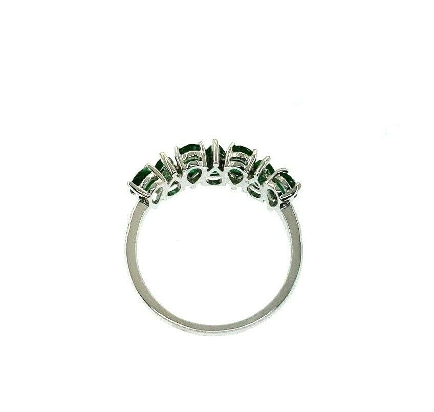 Fine 1.42 Carats t.w. Diamond and Emerald Anniversary Ring May Birthstone 14K
