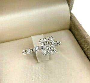 3.54 Carats Radiant Cut GIA F Color Under Halo Engagement Ring Center 2.01Carats