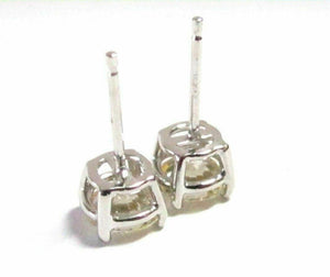 FINE Stud Round 1.47 Ct Diamond Earrings 14kt White Gold 5.6mm