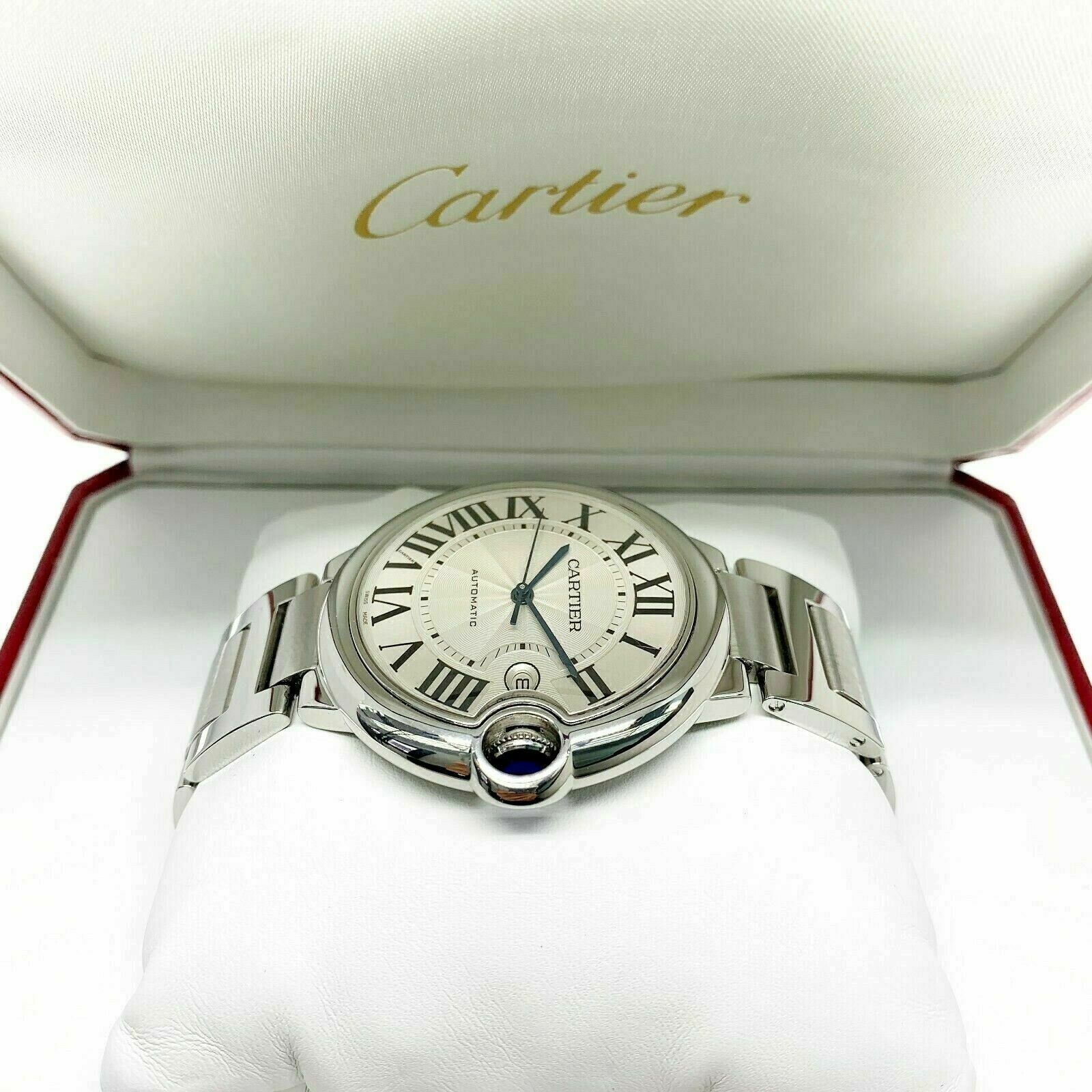 Cartier Ballon Bleu 42 MM Automatic Stainless Steel Watch Ref # 3001 with Box